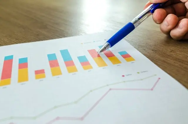 person analyzing charts